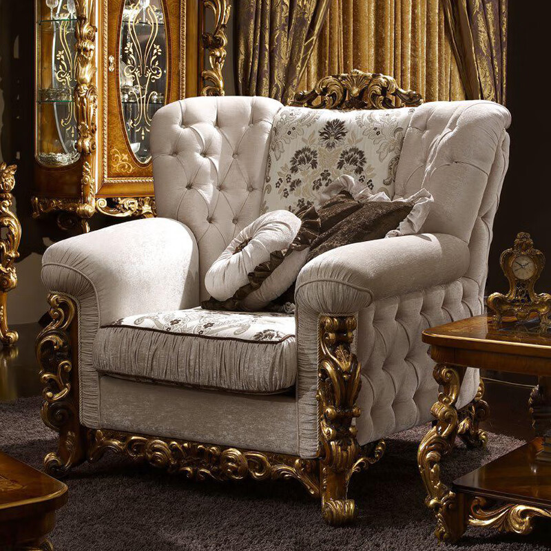 欧伦美(oulunmei)沙发实木 欧式实木沙发组合 客厅奢华大沙发123 别墅