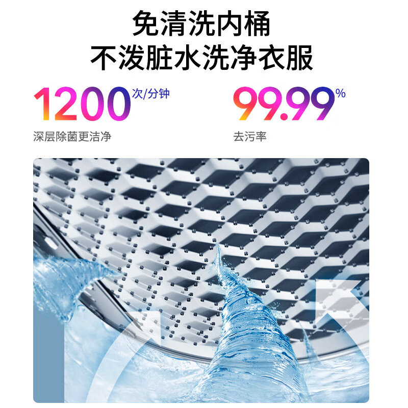 华凌 美的出品 波轮洗衣机全自动 10公斤大容量 健康免清洗 立体喷瀑水流 品质电机 HB100-C1H