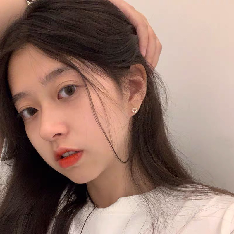 九鹿美兮 925银温柔精致小巧圆环珍珠耳饰极简清新百搭韩流迷你可爱