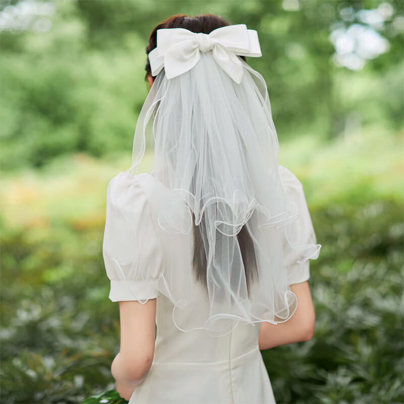 极度空间 头纱领证求婚新娘头饰结婚拍照表白装饰道具蝴蝶结怎么看?