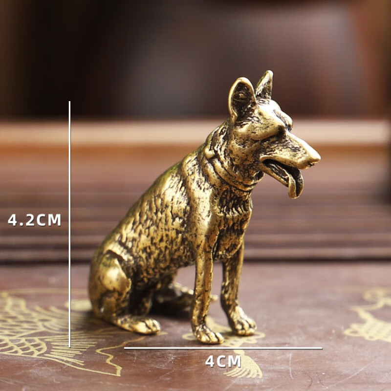 铜十二生肖狗摆件实心纯铜金狗手把件站立小狗铜狗小摆件狼狗 纯铜小