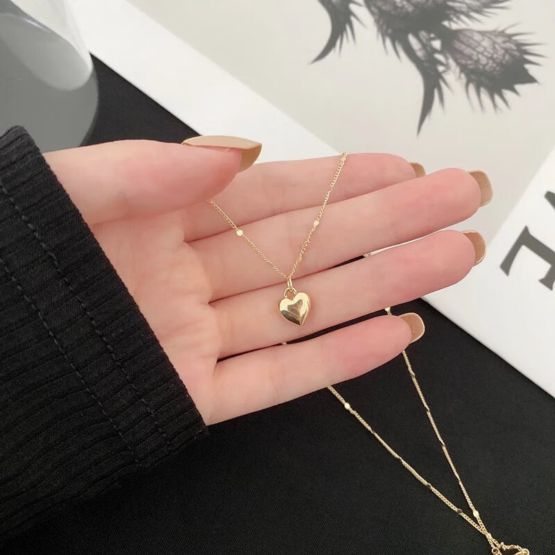 依莲妃【精选】爱心项链轻奢小众2021年锁骨链颈链精致配饰 金色