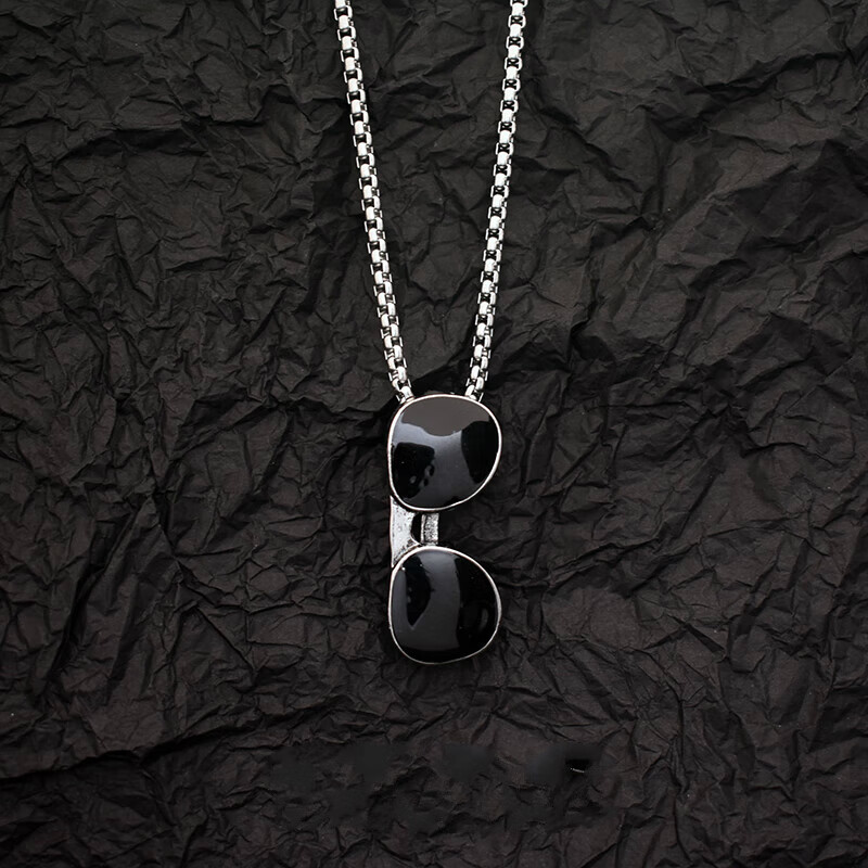 荷蓝珠太阳镜墨镜项链男女ins钛钢个性装饰嘻哈风土酷蹦迪欧美毛衣