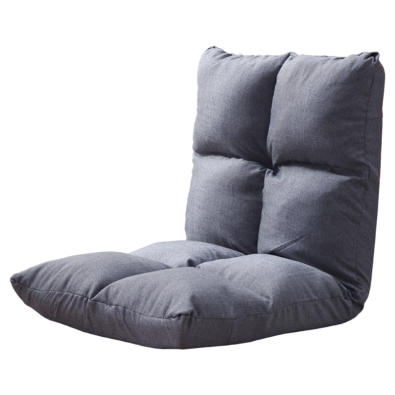 奇艺小家 阳台懒人沙发可折懒人坐垫休闲床上椅单人沙发椅靠背地板飘窗沙发 18格深灰色【带腰枕】
