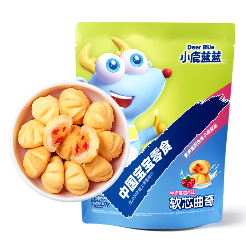 小鹿蓝蓝_妙趣软心曲奇牛奶蔓越莓味 儿童零食美味夹心宝宝饼干 100g使用感如何?