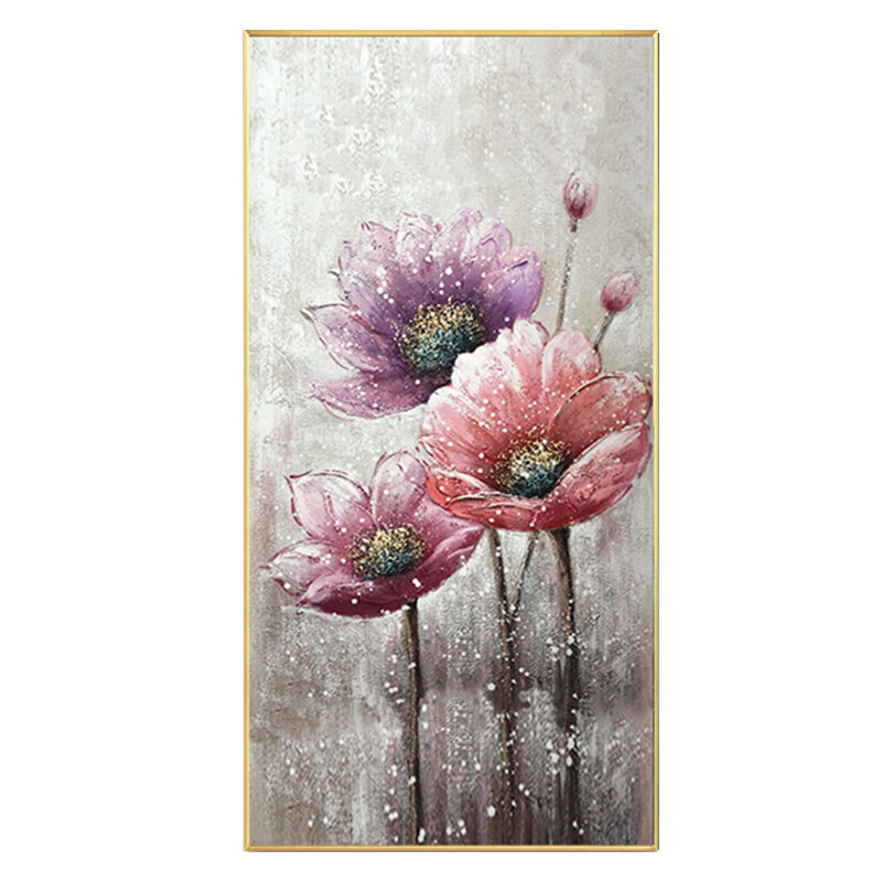 木典兴纯手绘油画入户玄关过道走廊装饰画抽象花卉挂画餐厅壁画 绽放