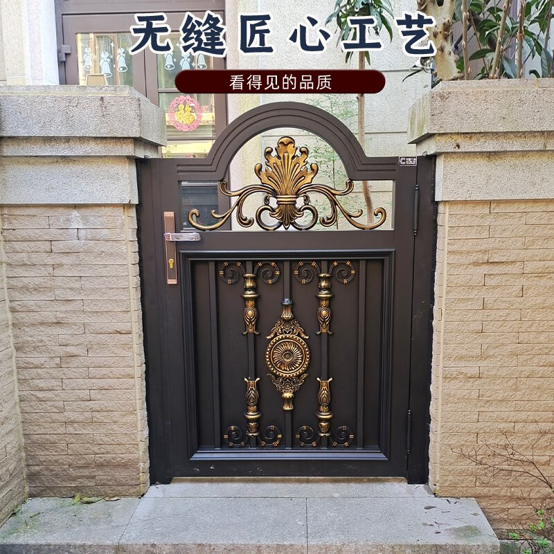 刘不丁铝艺大门欧式别墅庭院门小区家用铝合金门平移电动双开门花园小