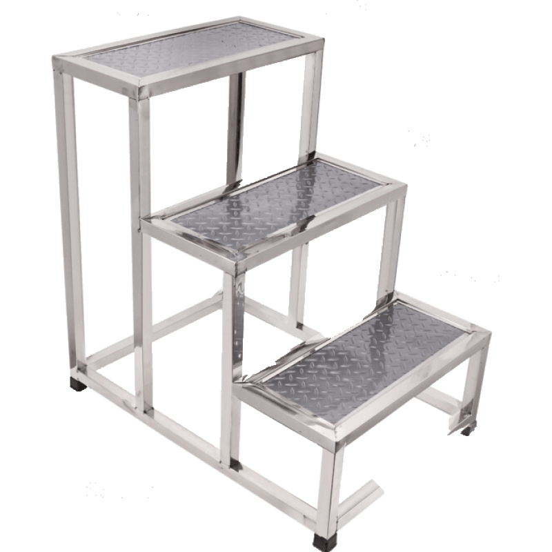 不锈钢台阶登304不锈钢脚踏凳家用梯换鞋凳踩脚凳妇科楼梯单双层台阶梯检查凳 三层大号脚踏凳