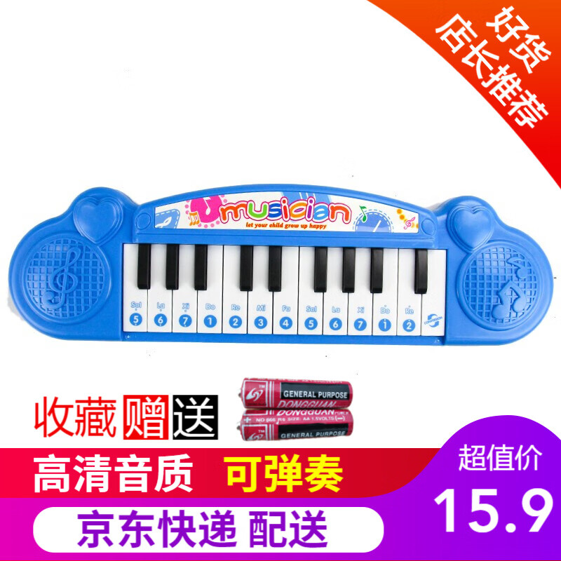 儿童乐器电子琴玩具可弹奏小钢琴宝宝早教音乐弹奏乐器男孩女孩生日礼物 电子琴【蓝色】