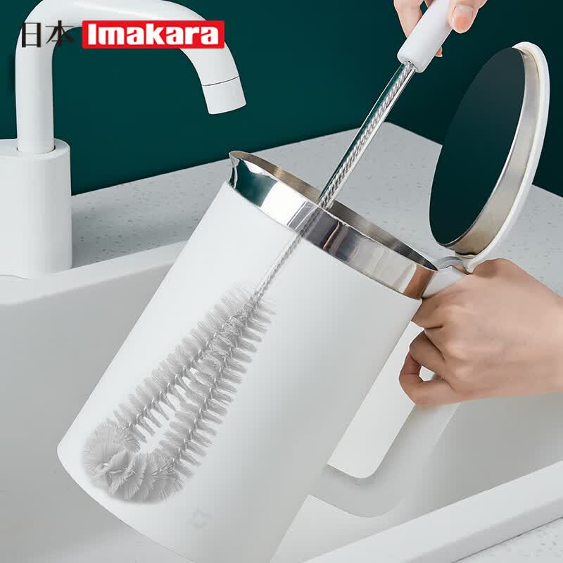 Imakara日本杯刷长柄洗杯子神器奶瓶刷软毛保温杯清洁厨房专用破壁机刷子 加长42cm长柄