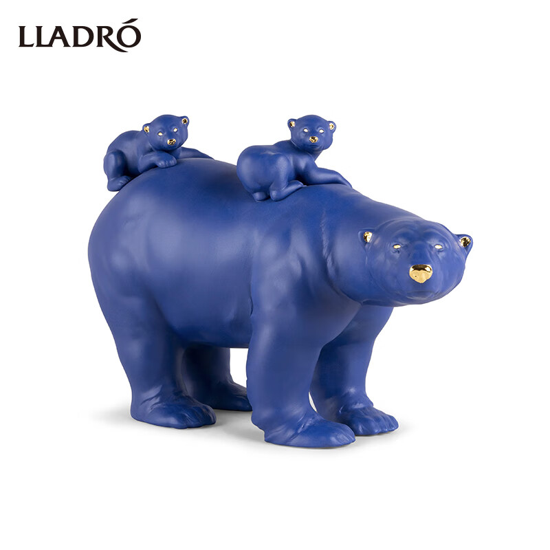 LLADRO雅致 亮蓝色系列-母熊与小熊瓷偶礼物摆件家居饰品欧式轻奢工艺品 母熊与小熊