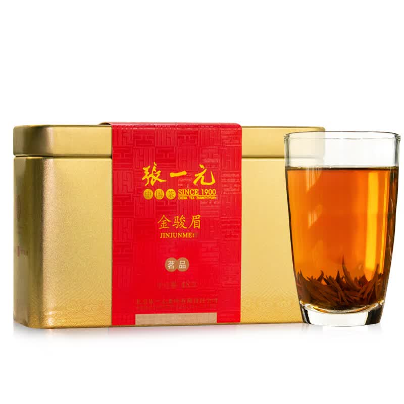 张一元 茶叶 正宗武夷山浓香型蜜香特级金骏眉红茶黄芽48g(12包)罐装