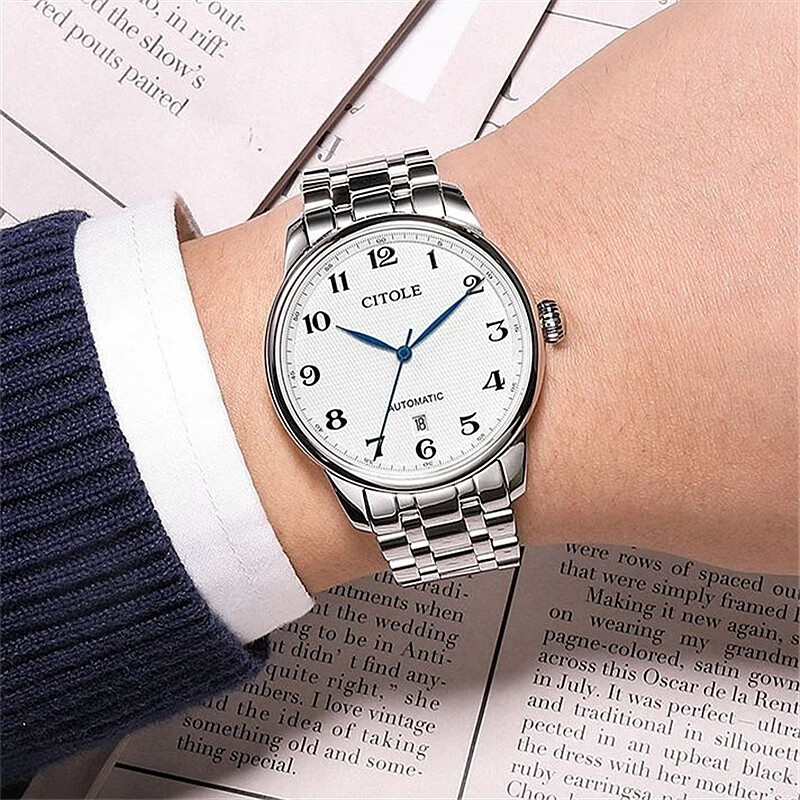 西腾(citole)西腾男表商务男士自动机械手表双日历时尚真皮男表9125