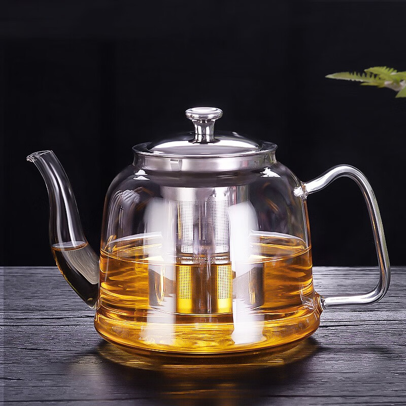 禾艾苏（heisou）耐热玻璃茶壶大容量家用办公待客泡茶壶不锈钢过滤内胆功夫茶具 南瓜壶1600ml