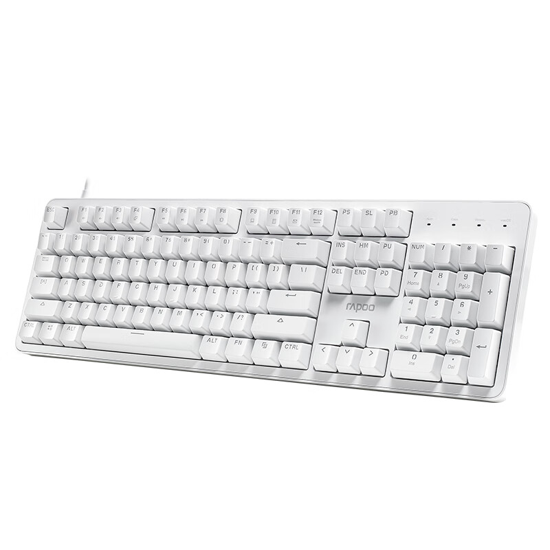 雷柏（Rapoo） MT710 机械键盘 有线键盘 办公键盘 104键单光键盘 全键无冲 电脑键盘 笔记本键盘 白色 青轴