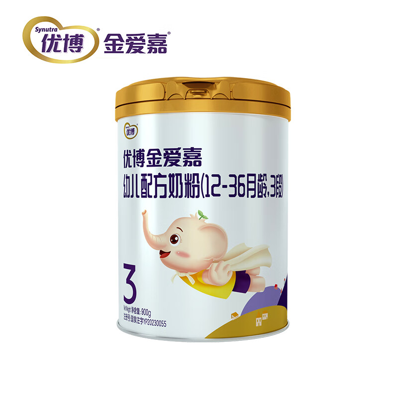 优博金爱嘉 幼儿配方奶粉(12-36个月,3段)900g罐装奶粉 新配方 新国标