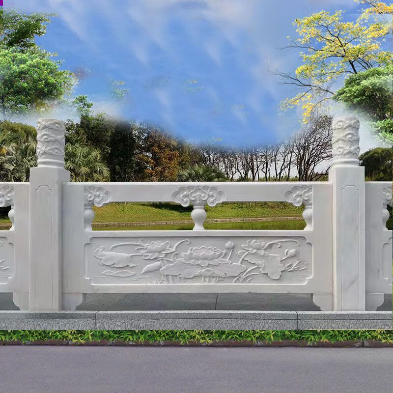 瀛乐 石栏杆汉白玉旗台栏板大理石花岗岩河道公园石栏杆景观雕塑厂家