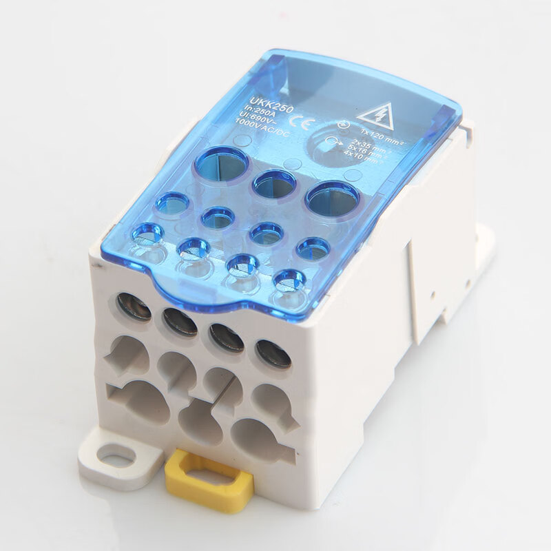 LINGDG端子分线盒UKK一进多出标准导轨式单极电流接线端子排分线器 UKK250A蓝色