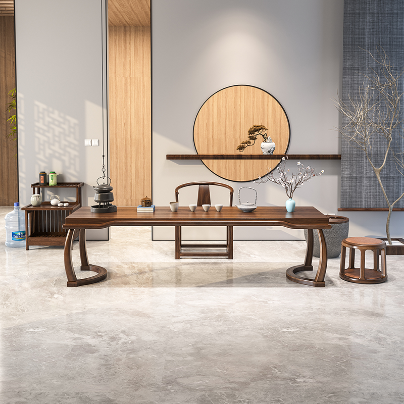 新中式实木茶桌椅组合禅意茶室阳台现代简约功夫茶几民宿方形家具