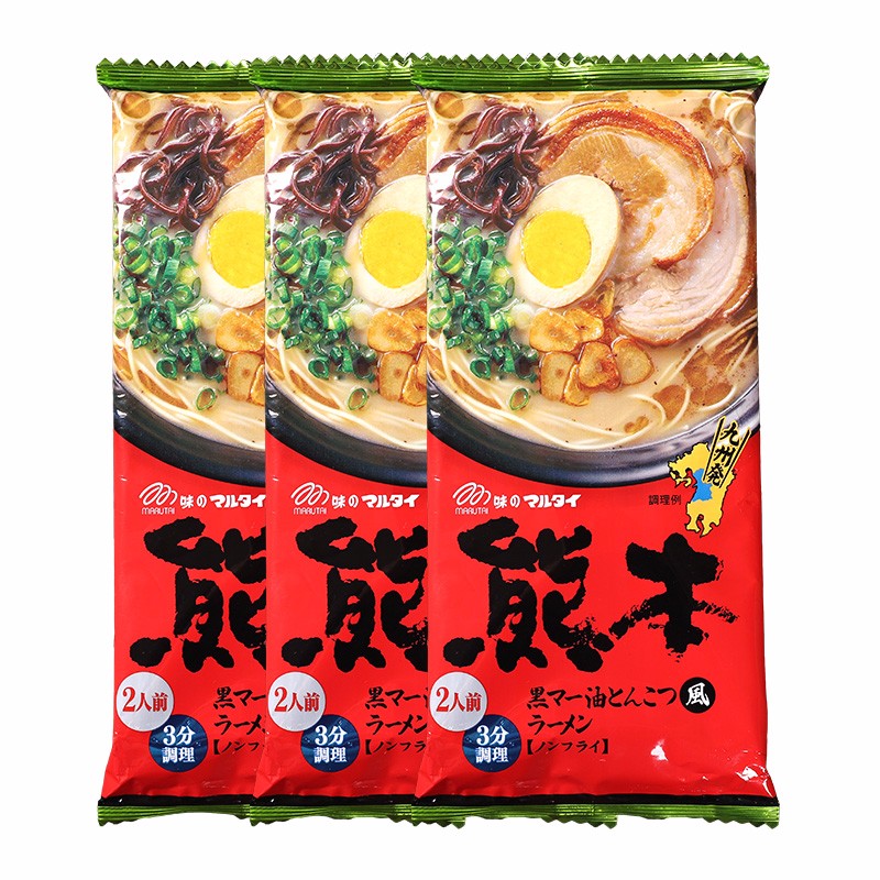 玛尔泰 3包装 日本进口九州日式拉面熊本蒜香豚骨浓汤面方便面速食面条 熊本蒜香浓汤*3包