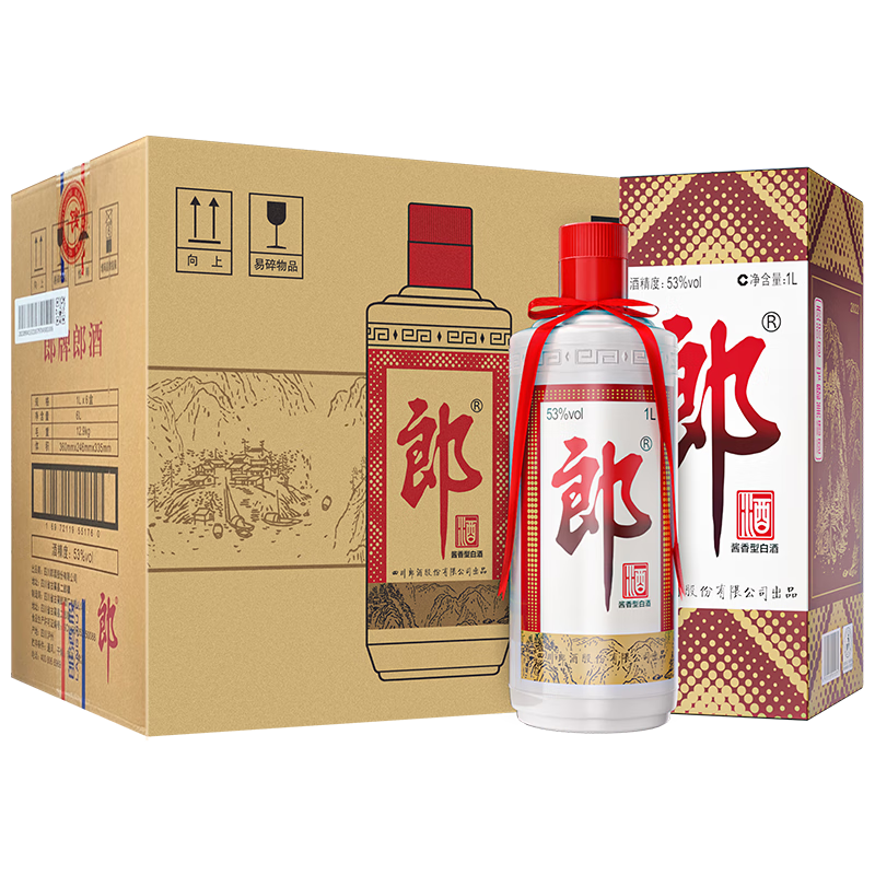 郎酒 郎牌郎酒 酱香型白酒 53度 1000ml*6瓶 整箱装 年货送礼 2130元