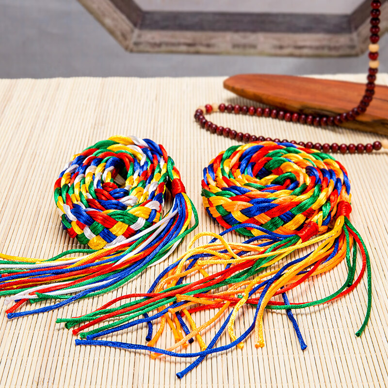 藏式五色金刚结汽车挂件平安车内挂件 编绳车挂件吉祥结 五彩哈达