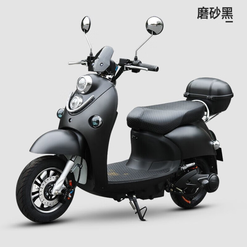 电动车60v72v小绵羊小型豪华外卖跑单长跑踏板双人男女代步车 磨砂黑