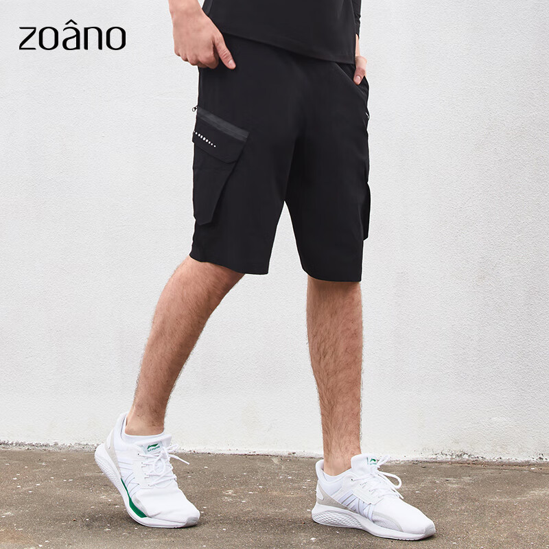 佐纳（Zoano）运动短裤男速干透气训练裤防泼舒适健身裤日常休闲家居五分裤 黑色 3XL