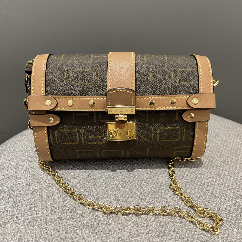 菲安妮斜挎包女包八音盒2022新款波士顿包单肩腋下faafiub013 啡/驼