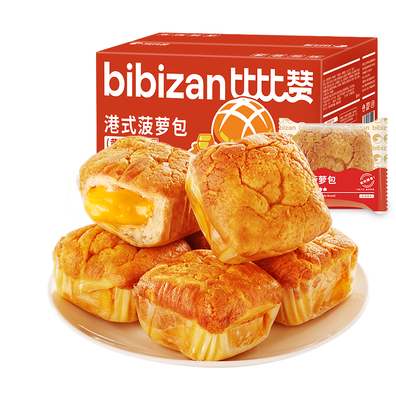 比比赞港式菠萝包黄油味整箱早餐装价格走势与评价