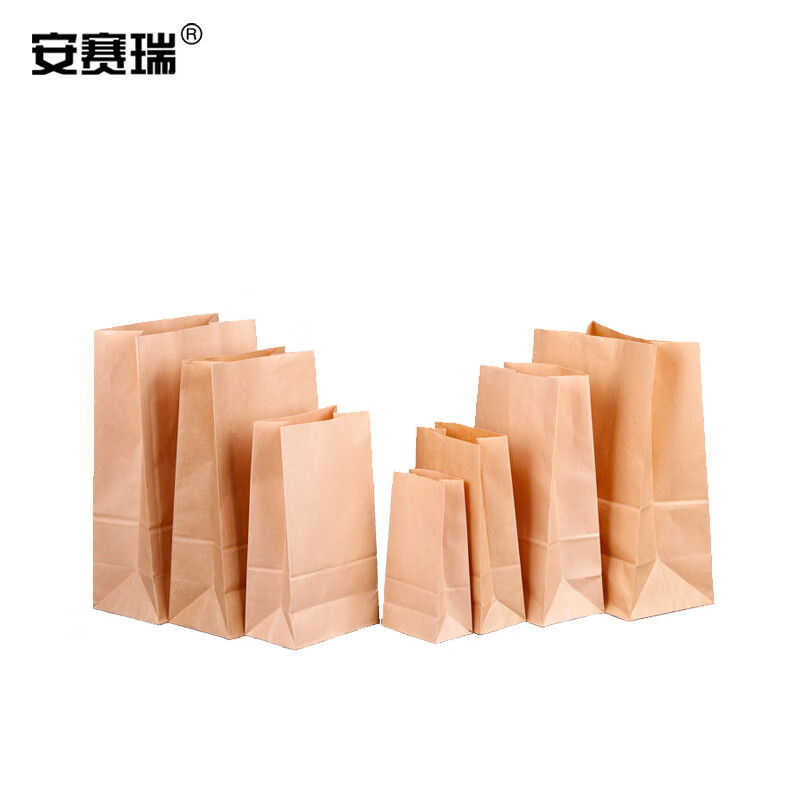 安赛瑞 黄牛皮淋膜纸袋 面包包装袋打包收纳袋 15×9×28cm 防油50个