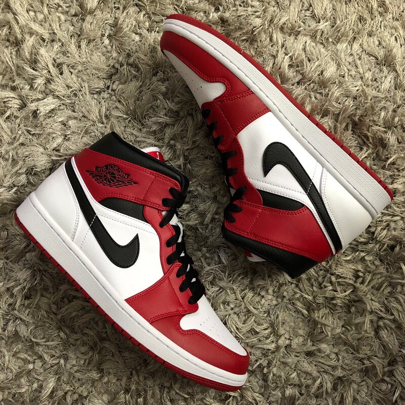 耐克air jordan 1 aj1 白红小芝加哥 中帮休闲板鞋 男鞋 女鞋 554725