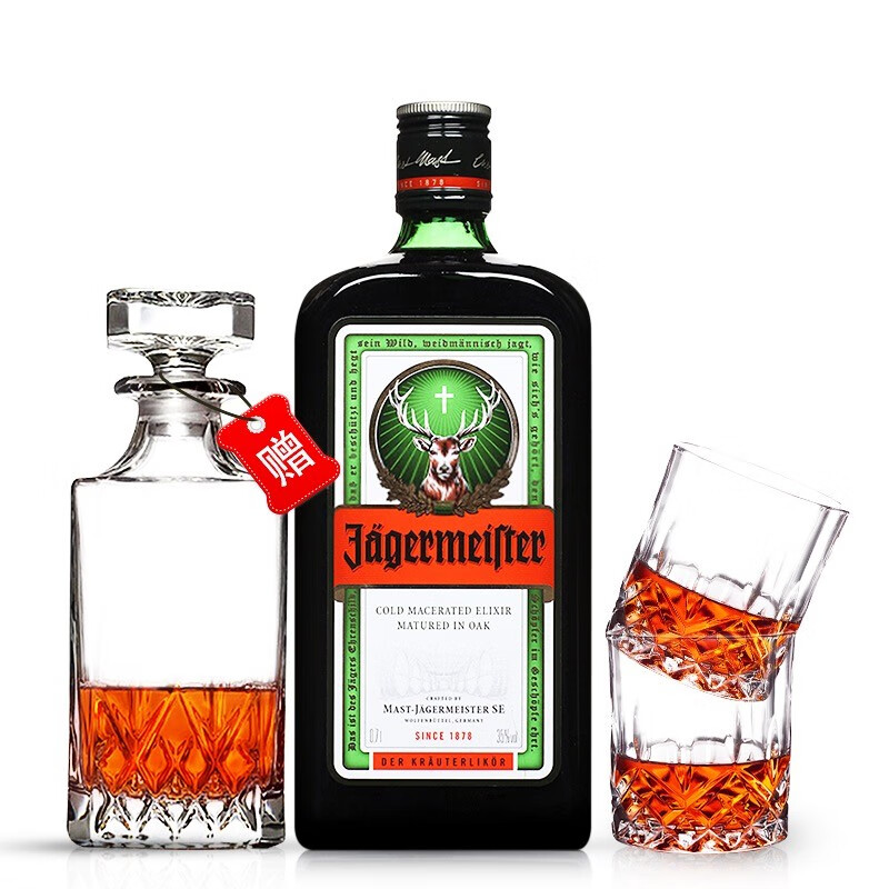 【赠洋酒酒具套装】野格圣鹿利口酒力娇酒 Jagermeister 德国原瓶进口洋酒配制酒 700ML单支