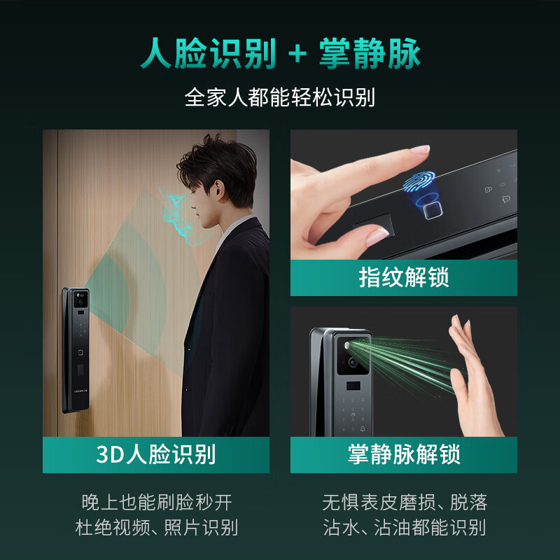 立林(LEELEN)智能门锁指纹锁掌静脉智能锁3D人脸识别密码锁入户防盗门电子锁 T13M红古铜【掌静脉+人脸+三摄】