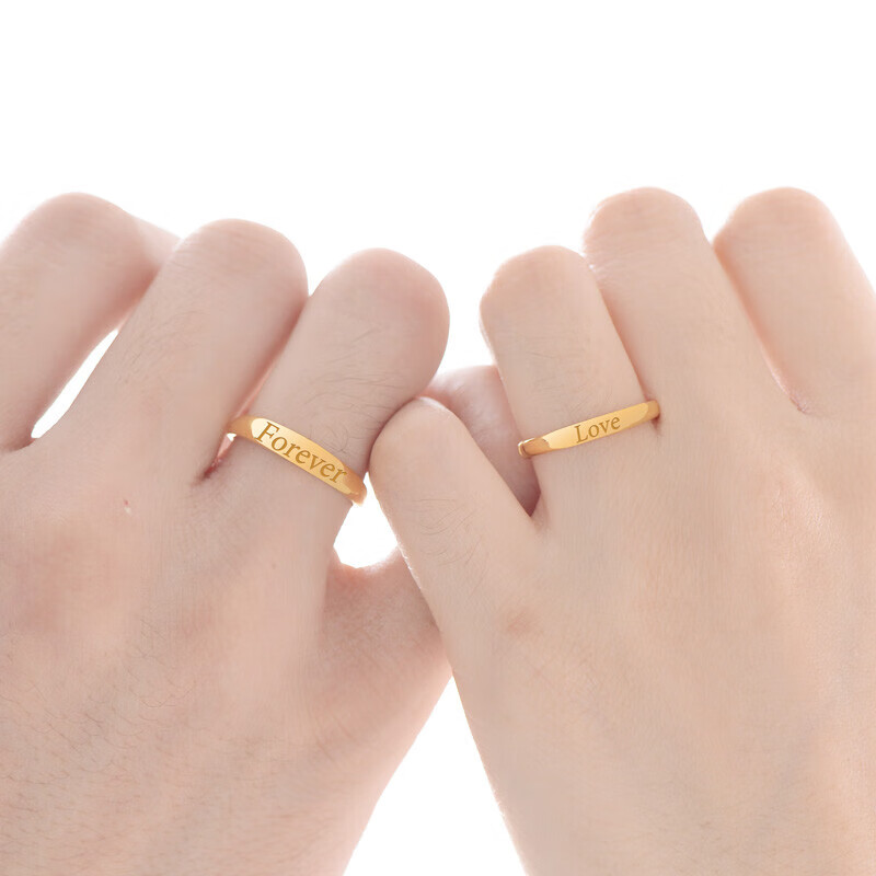 蒂蔻(tico) 999足金foreverlove爱永恒黄金戒指男女情侣款活口对戒