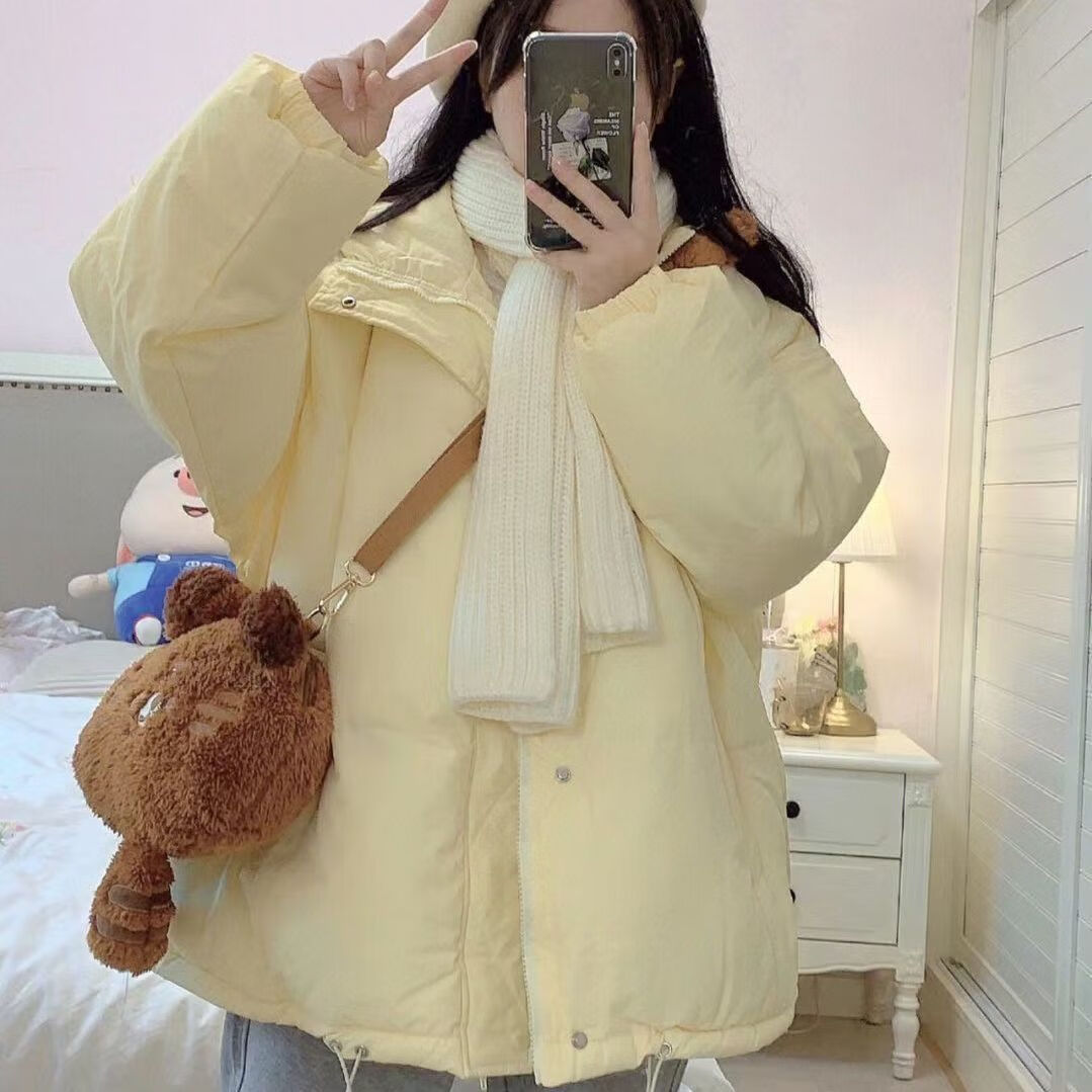 薇恋梦岚奶fufu棉服冬季奶油黄2022冬季女宽松韩版减龄加厚保暖连帽