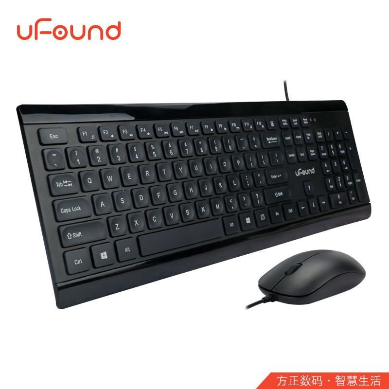 方正(uFound)U757键盘有线键盘鼠标套装办公超薄 粘硅胶键鼠套装有线鼠标键盘巧克力笔记本电脑台式机键盘