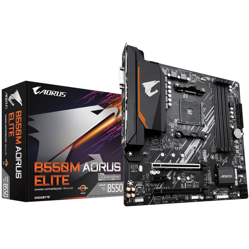 技嘉AMD B550M AORUS ELITE小雕 主板 电脑主板(锐龙Ryzen AM4插槽)支持R5 5600X R7 5700X CPU B550M AORUS ELITE小雕 单主板