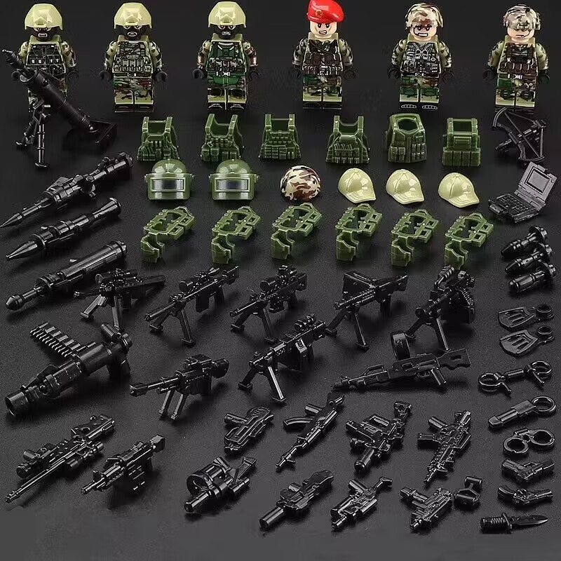 兼容乐高积木军事人仔重装特种兵全套装备武装部队儿童男孩子玩具