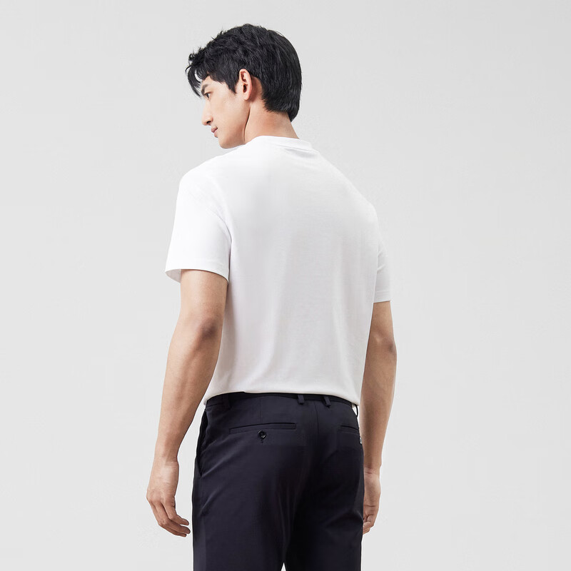 堡尼短袖男夏季薄轻商务男士休闲短袖T恤圆领白色t上衣男装LP211C12B 本白 185