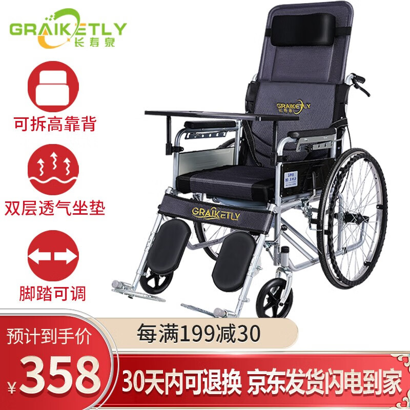 长寿泉轮椅价格走势-舒适稳定折叠老人代步车