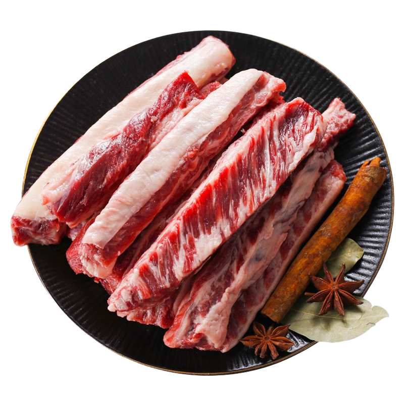 肉管家 俄羅斯進(jìn)口谷飼雪花牛肋條肉1200g原切牛腩肉新鮮冷凍燒烤食材