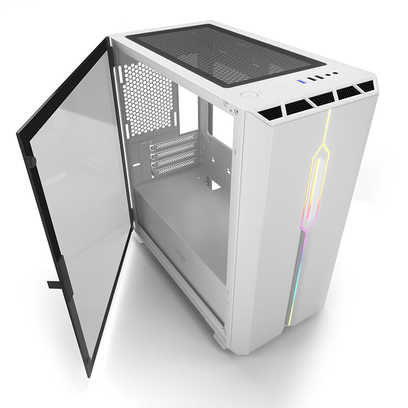 爱国者aigoyogom3白色游戏药丸mini全侧透电脑机箱支持matx主板240