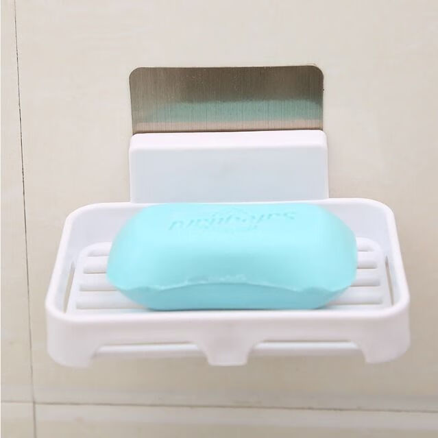 免打孔卫生间肥皂盒香皂架创意吸盘香皂盒壁挂式肥皂架浴室沥水盒 北欧白 香皂盒【3套】
