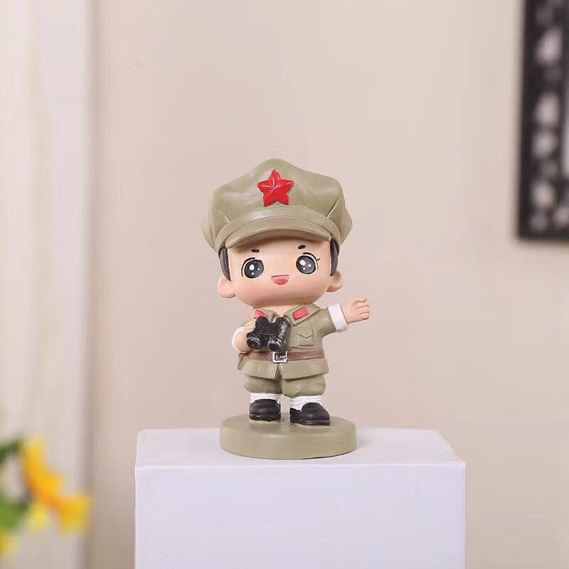 红军摆件卡通红色军爱情小女兵哥哥文创退伍老人纪念品公仔 侦查员8*5
