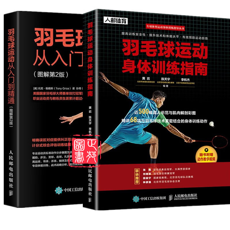 羽毛球运动身体训练指南+羽毛球运动从入门到精通 图解第2版 羽毛球教程 羽毛球握拍步法发球击球技