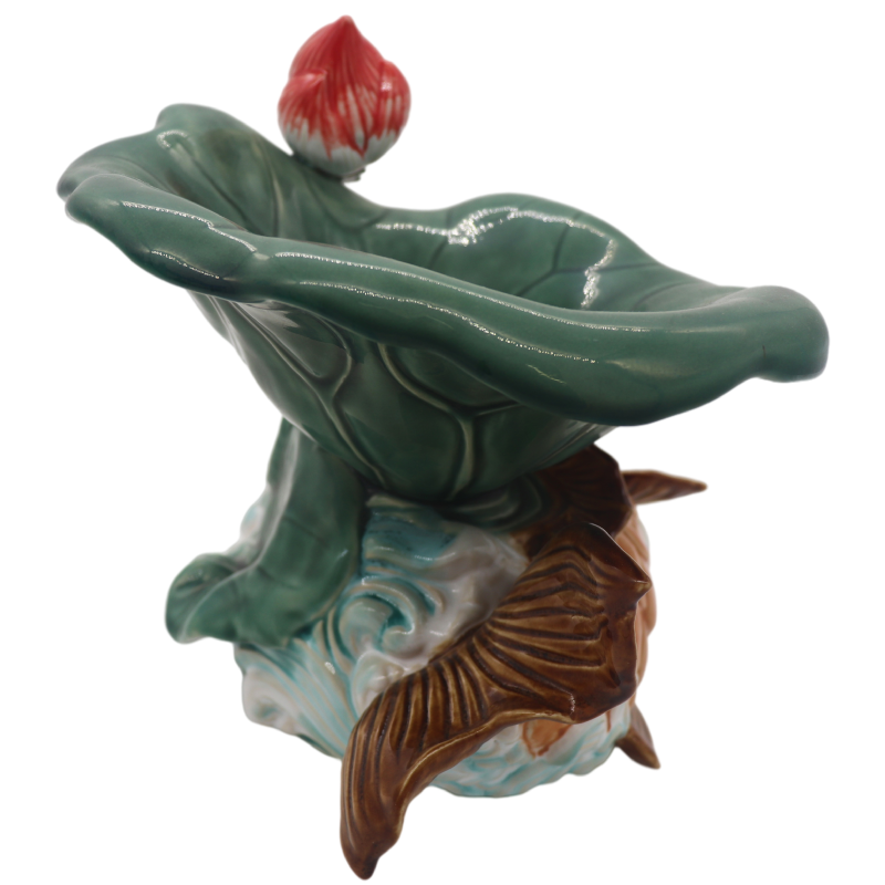 佛山石湾公仔 鲤鱼荷花雕塑佛山陶瓷 玄关客厅办公室摆件 新年乔迁