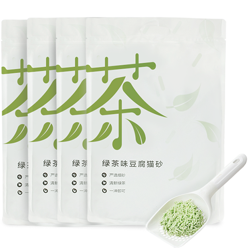 网易严选 天然原味豆腐猫砂 除臭无尘大袋消臭祛味绿茶猫砂 结团吸水可冲厕所食品级猫咪用品 【绿茶清香猫砂】 2.6kg*4袋