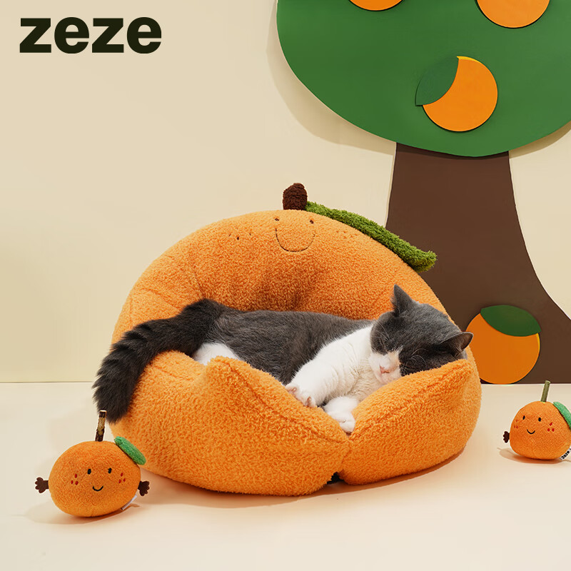 ZEZE橘子猫窝秋冬水晶绒保暖猫窝宠物猫咪保暖床幼猫宠物用品 橘子抱抱猫窝 【大号】适用15斤内猫咪高性价比高么？