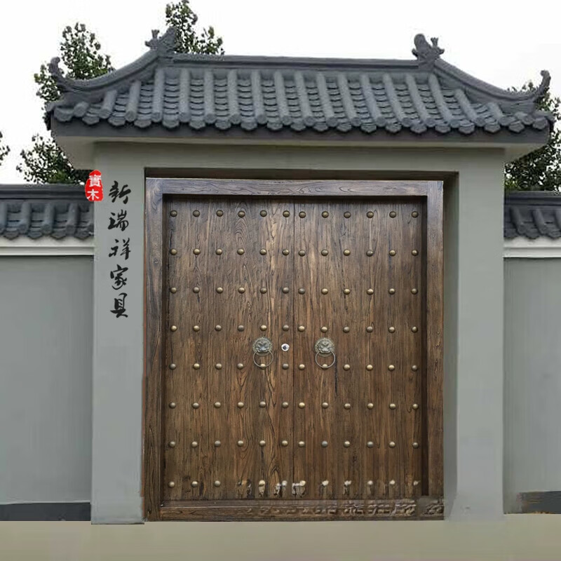 荧阙榆木实木大门民宿门徽派古建筑门仿古代门宅院大门学校门书院木门